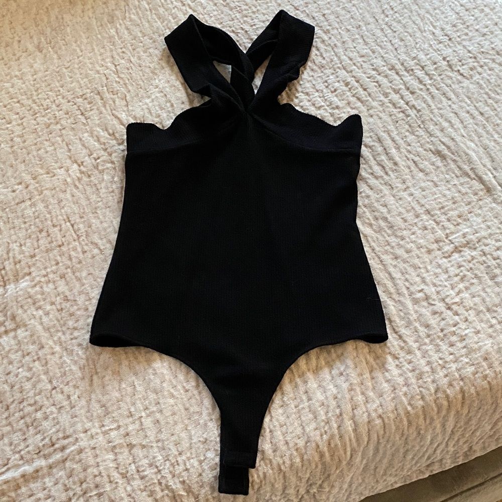 Black Cross-Back Bodysuit